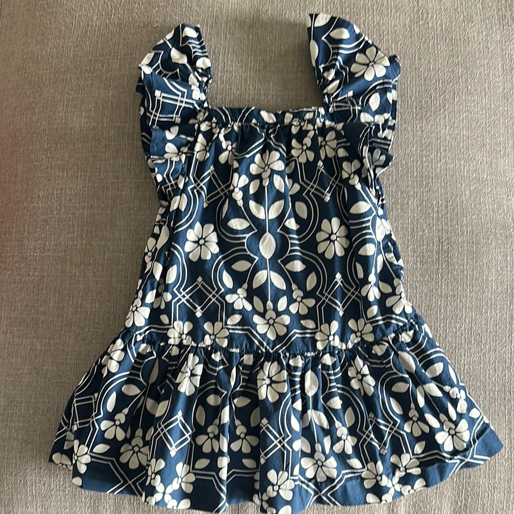 Jacadi Blue and White Floral Kids Dress